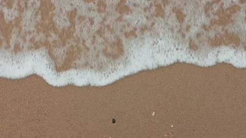 Sand Beach with Soft Wave on Summer Sunny Day. Natural Background. Top View. 库存影片 154621584