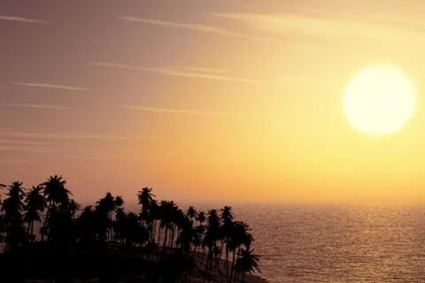 Sand beach at sunset Stock Illustration