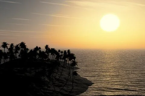 Sand beach at sunset Stock Illustration