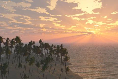 Sand beach at sunset Stock Illustration