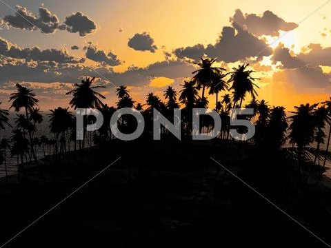 Sand beach at sunset Stock Illustration