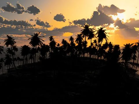 Sand beach at sunset Stock Illustration
