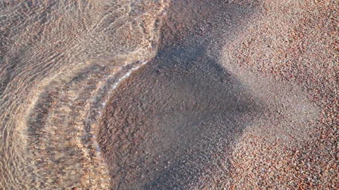 Sand on the beach is washed by transparent clear ocean water Stock Footage 94613497