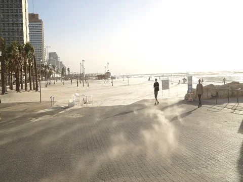 Sand blowing over beach. Stock Footage 99604734