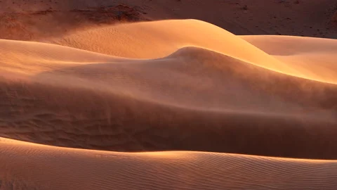 Sand blowing over dunes in wind, sandstorm in Gobi desert, Mongolia Stock Footage 231477760