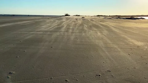 Sand blowing over a wide open empty beach Stock-Footage 231083801