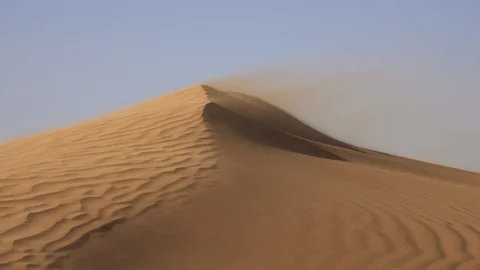 Sand blowing in sand dunes in wind, Sahara desert Stock Footage 87816535