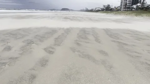Sand Blowing Wild on the Beach Stock Footage 256193432