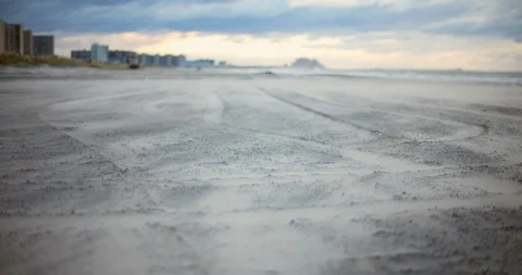 Sand Blowning Across Rockaway Beach Stock Footage