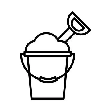 Sand bucket linear logo mark in black and white Ilustración de archivo