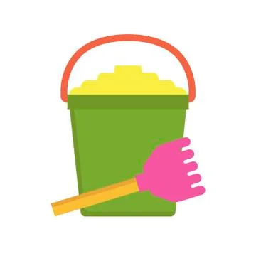 Sand bucket on white background. Vector illustration in trendy flat style. EPS Stock Illustration