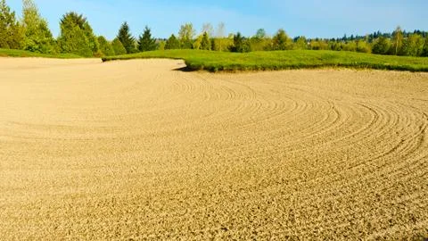 Sand bunker on the golf course Stock-Fotos