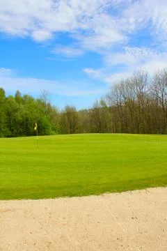 Sand bunkers on the golf course Foto stock