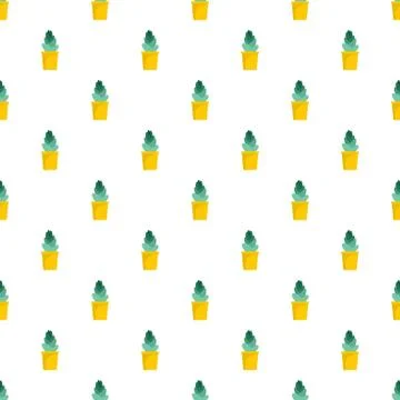 Sand cactus pot pattern seamless vector Illustrazione stock