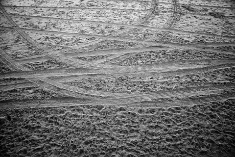 Sand car marks 스톡 사진