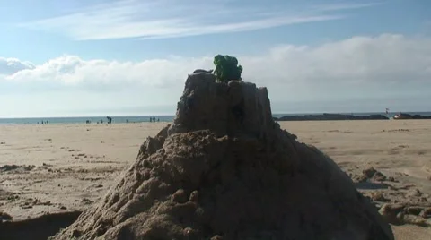 Sand castle on the beach Stock Footage 8674350