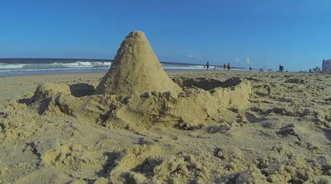 Sand Castle on Beach Stock Footage 36134954