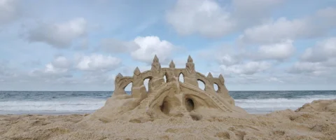 Sand Castle on the Beach Stock Footage 136020749