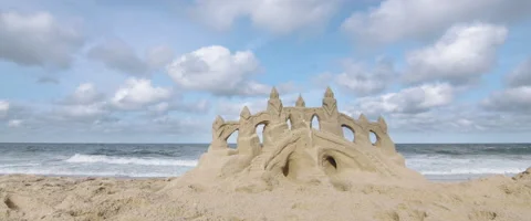 Sand Castle on the Beach Stock Footage 136021131