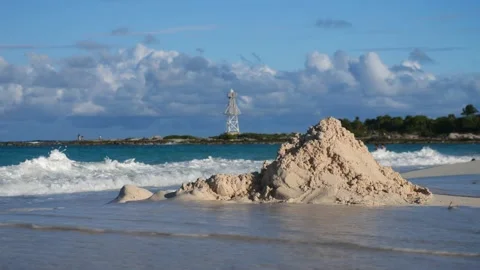 Sand castle on the beach Stock Footage 237195654
