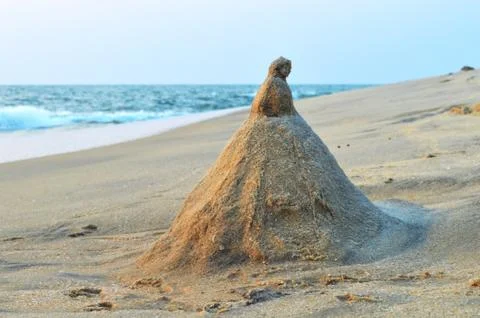 Sand castle at the beach Stock Photos