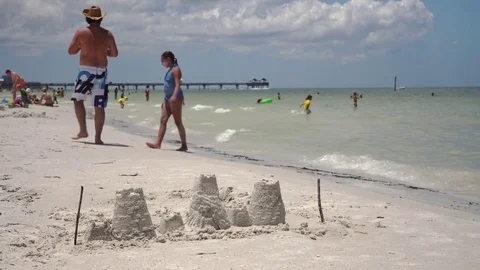 Sand castle at Clearwater beach Stock Footage 79174203