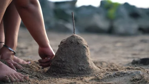 Sand castle Stock Footage 136480713
