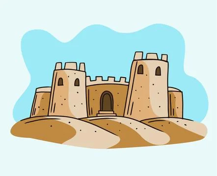 Sand castle fort beach vector Stock-Illustration