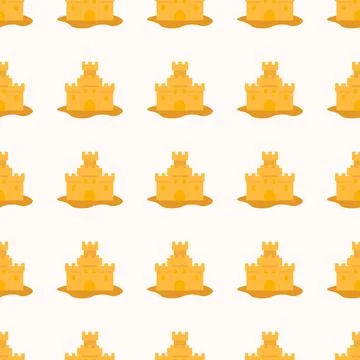 Sand castle pattern on a light background for design about tourism Stock Illustration