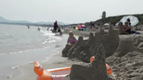 Sand castle Playa di Muro Mallorca Stock-Footage 32157054