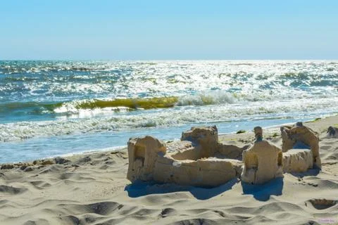 The sand castle on the seafront Foto stock