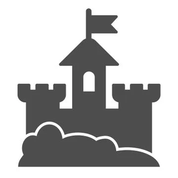 Sand castle solid icon. Beach fort vector illustration isolated on white. Sand イラスト素材