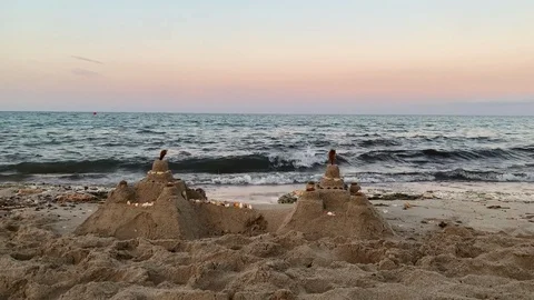 Sand castles by the sea Stock Footage 114482781