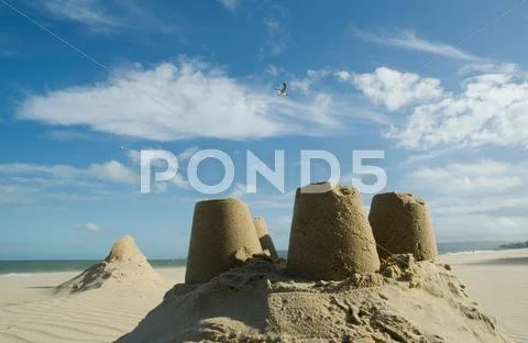 Sand Castles Under Blue Sky
