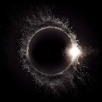 Sand circle splash isolated on black background. Illustration