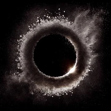 Sand circle splash isolated on black background. Illustration
