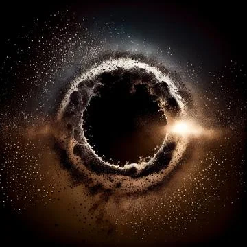 Sand circle splash isolated on black background. Illustration