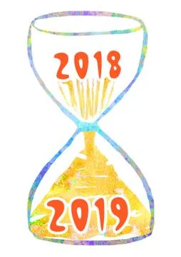 Sand clock is 2018-2019 year. Stock Illustration