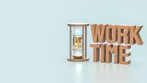 The Sand clock and Text for Time Work concept 3d Rendering. Stock Illustration