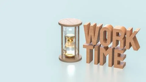 The Sand clock and Text for Time Work concept 3d Rendering. Stock Illustration