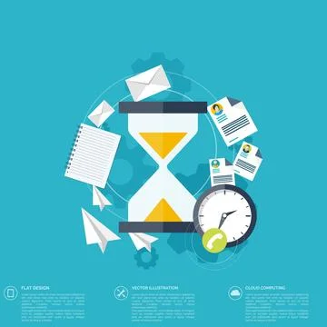 Sand clock flat icon. World time concept. Business background. Internet Stock Illustration