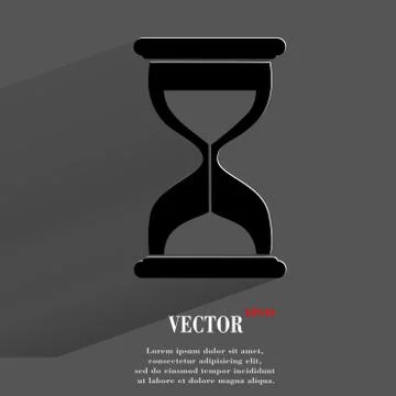 Sand clock. Glass timer . Flat modern web button with long shadow and space f Stockillustratie