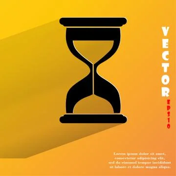 Sand clock. Glass timer . Flat modern web button with long shadow and space f Stock Illustration