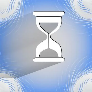 Sand clock. Glass timer . Flat modern web button  on a flat geometric abstrac Illustrazione stock