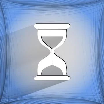 Sand clock. Glass timer . Flat modern web button  on a flat geometric abstrac Illustrazione stock