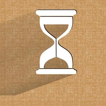 Sand clock. Glass timer . Flat modern web button  on a flat geometric abstrac Illustrazione stock