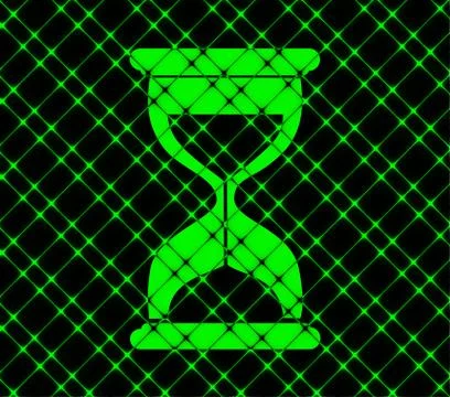 Sand clock. Glass timer . Flat modern web button and space for your text 스톡 일러스트