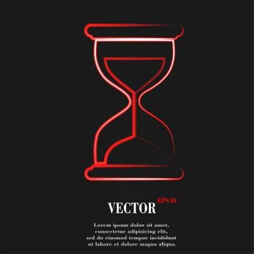Sand clock. Glass timer . Flat modern web button and space for your text Stock Illustration