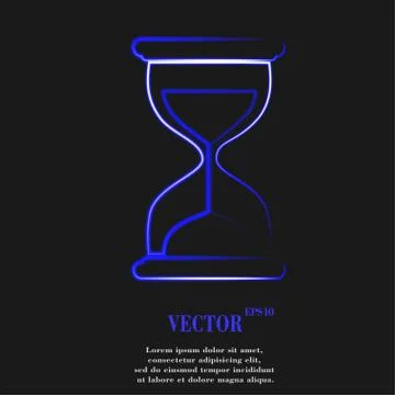 Sand clock. Glass timer . Flat modern web button and space for your text 스톡 일러스트