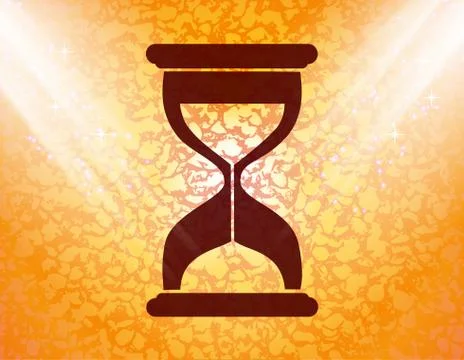 Sand clock. Glass timer . Flat modern web button and space for your text 스톡 일러스트
